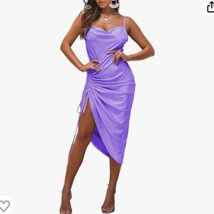Satin cocktail, midi purple dress